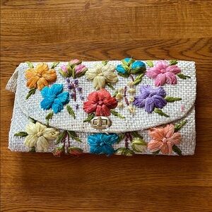 Floral Embroidered Clutch